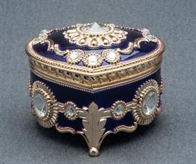 -,PURPLE AND GOLD ENAMEL HEART MUSIC BOX WITH SWAROVSKI CRYSTALS. PLAYS SOMEWHERE OUT THERE BY JAMES HORNER                                 
