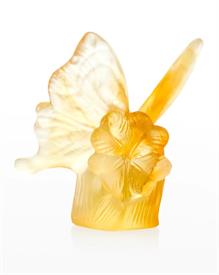 -,YELLOW & AMBER BUTTERFLY FIGURINE. 3" TALL                                                                                                