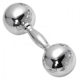 -,$PLAIN DUMBBELL RATTLE. .925 STERLING SILVER. 3.5" MADE IN SPAIN                                                                          