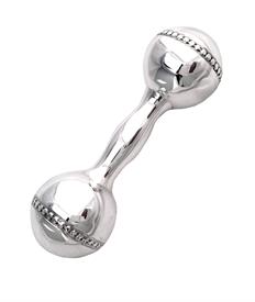 -,$BEADED DUMBELL RATTLE. .925 STERLING SILVER. MADE IN SPAIN 3.5"                                                                          
