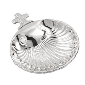 -,$01023 ROMA INTRICATE FANCY BAPTISMAL CHRISTENING SHELL WITH CROSS HANDLE. STERLING SILVER. 5"x5"                                         