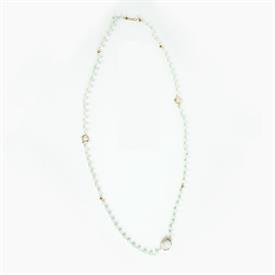 _EXTRA LONG JADE & GOLD BEAD NECKLACE                                                                                                       