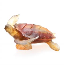-,CORAL SEA LARGE AMBER & GREY SEA TURTLE. 10" LONG, 7" WIDE, 5" TALL                                                                       
