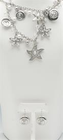 -SILVE, STARFISH, & PEARL NECKLACE & EARRING SET                                                                                            
