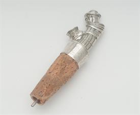 STERLING SILVER BOTTLE STOPPER POURER. MAN POURING WINE WITH CORK STOPPER. 4.75"L                                                           