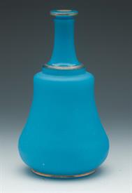 BLUE SATIN GLASS DECANTER WITH MATCHING NUMBERS 12.  7 3/4"T                                                                                