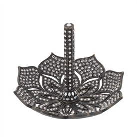 -,BRONZE WINDSOR RING HOLDER. VINTAGE BRONZE FINISHED CAST PEWTER HAND-SET WITH EUROPEAN CRYSTALS. 4.25" WIDE, 3" TALL                      