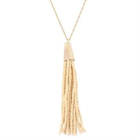 -IVORY & GOLD TASSEL NECKLACE, 30" CHAIN                                                                                                    