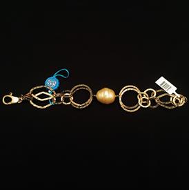 ,_60071OV 18K GOLD PLATE LINKS WITH LARGE CENTRAL PEARL.                                                                                    