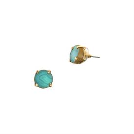 ,_CARIBBEAN GREEN AGATE STUDS SET IN 14K GOLD PLATED BRASS.                                                                                 