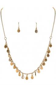 _GOLD TINY DISC NECKLACE & EARRING SET                                                                                                      