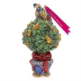 -A PARTRIDGE IN A PEAR TREE GLASS ORNAMENT. HAND DECORATED. 3.5" WIDE, 7" TALL                                                              