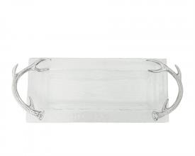 -GLASS OBLONG TRAY. 19.5" LONG, 8" WIDE, 2" TALL                                                                                            