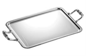 -LARGE HANDLED SERVING TRAY. SILVER PLATED. 17" LONG.                                                                                       