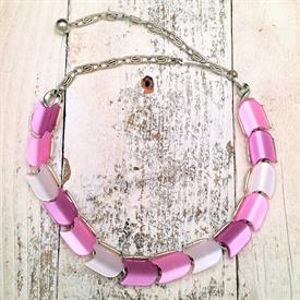 ,1960'S LISNER THERMOSET LUCITE NECKLACE IN PURPLE, PINK, & WHITE. 17.5" LONG, ADJUSTABLE                                                   