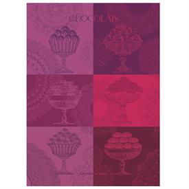-,CHOCOLATS FINS KITCHEN TOWEL IN PLUM. 100% COTTON. 22" X 30"                                                                              