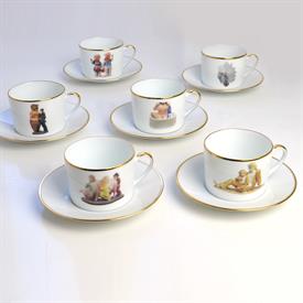 -SET OF 6 ASSORTED TEA CUPS & SAUCERS. DESIGNED BY JEFF KOONS                                                                               