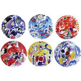 -SET OF 6 ASSORTED SALAD PLATES, SERIES 2. FEATURING THE ART OF MARC CHAGALL                                                                