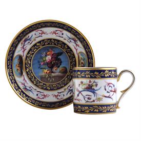 -'NATURE MORTE AUX PECHES' LITRON SHAPE CUP & SAUCER. DESIGNED IN 1795. CURRENTLY HOUSED IN THE NATIONAL CERAMICS MUSEUM IN SEVRES, FRANCE. 
