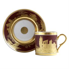 -'PAYSAGE A L'OR' LITRON SHAPE CUP & SAUCER. DESIGNED IN 1800. ORIGINAL HOUSED IN THE MUSEE NATIONAL ADRIEN DUBOUCHE IN LIMOGES, FRANCE.    