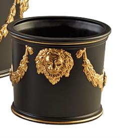 -SMALL ROUND CACHEPOT IN BLACK & GOLD                                                                                                       