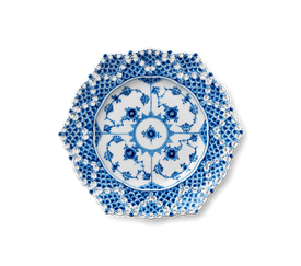 -HEXAGON PLATE WITH DOUBLE LACE BORDER. 8.5"                                                                                                