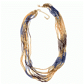 -GOLD BEADED MULTI-LAYER NECKLACE. 24"-28" LONG                                                                                             
