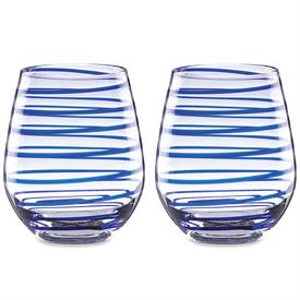-BLUE 2-PIECE STEMLESS WINE GLASS SET. 16 OZ. CAPACITY. BREAK RESISTANT. BREAKAGE REPLACEMENT AVAILABLE.                                    