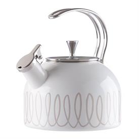 -ENAMELWARE TEA KETTLE. HAND WASH. 2.5 QUART CAPACITY. BREAKAGE REPLACEMENT AVAILABLE.                                                      