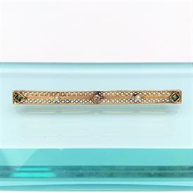 ,STUNNING VICTORIAN/EDWARDIAN ERA 14K GOLD, OLD MINE CUT DIAMOND (3MM), NATURAL SEED PEARL & PERIDOT BAR BROOCH. 2.6" LONG, 3.9 GRAMS       