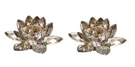 _,PAIR OF SMALL TOPAZ LOTUS CANDLE HOLDERS. 2.2" TALL, 5.9" WIDE                                                                            