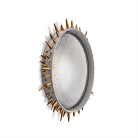 -LARGE CONVEX MIRROR IN GREY & GOLD. 20.75"                                                                                                 