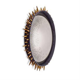 -EXTRA LARGE CONVEX MIRROR IN BLACK & GOLD. 26.25"                                                                                          