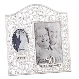 -,50TH ANNIVERSARY LEAVES FRAME. HOLDS ONE 4X6" & ONE 2X3" PHOTO                                                                            