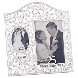 -,25TH ANNIVERSARY LEAVES FRAME. HOLDS ONE 4X5" & ONE 2X3" PHOTO                                                                            