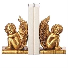 -,PAIR OF GOLD CHERUB BOOKENDS, 6.75"                                                                                                       