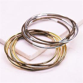 -,SILVER & BRONZE CLASSIC BANGLE SET                                                                                                        