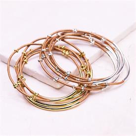 -,SILVER & COPPER STUDDED BANGLE SET                                                                                                        