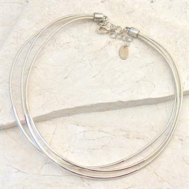 -,WHITE 3 STRAND LEATHER NECKLACE                                                                                                           