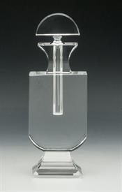 _,TALL CLEAR ART DECO SHAPED PERFUME BOTTLE. 9" TALL, 3" LONG, 2" WIDE                                                                      