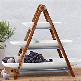 -'EYE CATCHER' CENTERPIECE SET. INCLUDES 3 TIER TRAY STAND, OLIVE BOWL, BREAD STICK DISH, & FRUIT BOWL                                      