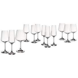 -12-PIECE SET. INCLUDES 4 EACH RED WINE, WHITE WINE & CHAMPAGNE FLUTES                                                                      