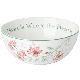 -'HOME IS WHERE THE HEART IS' BOWL. 7.25" WIDE. DISHWASHER & MICROWAVE SAFE. BREAKAGE REPLACEMENT AVAILABLE. MSRP $43.00                    