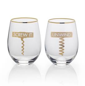 -'SCREW IT, UNWIND' STEMLESS WINE GLASS PAIR                                                                                                