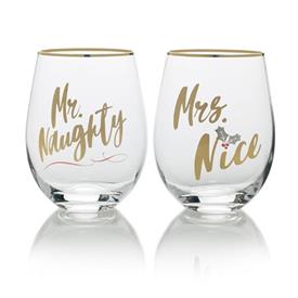 -'MR. NAUGHTY, MRS. NICE' STEMLESS WINE GLASS PAIR                                                                                          