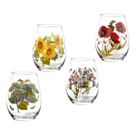 -SET OF 4 STEMLESS WINE GLASSES (ASSORTED). 19 OZ. CAPACITY. MSRP $50.00                                                                    