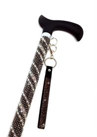 Jacqueline Kent Aluminum Crystal Embellished Sugar Cane with Coordinating Wrist Band Adjustable 28.5 inches to 37.5 inches 