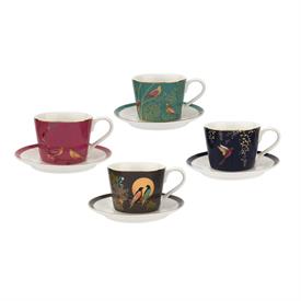 -SET OF 4 ESPRESSO CUPS & SAUCERS, ASSORTED. 4 OZ. CAPACITY. HAND WASH. MSRP $84.00                                                         