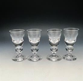 ,SET OF 4 CORDIAL GLASSES.  HAS PROTECTIVE SLEEVES.  #7877. EACH GLASS IS 3.75" TALL.                                                       