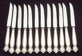 SET OF 12 FRUIT KNIVES MADE BY WEB STERLING SILVER 6.75" LONG STAINLESS STEEL BLADE MADE IN SHEFFIELD ENGLAND HANDLE HOLLOW MADE OF STERLING